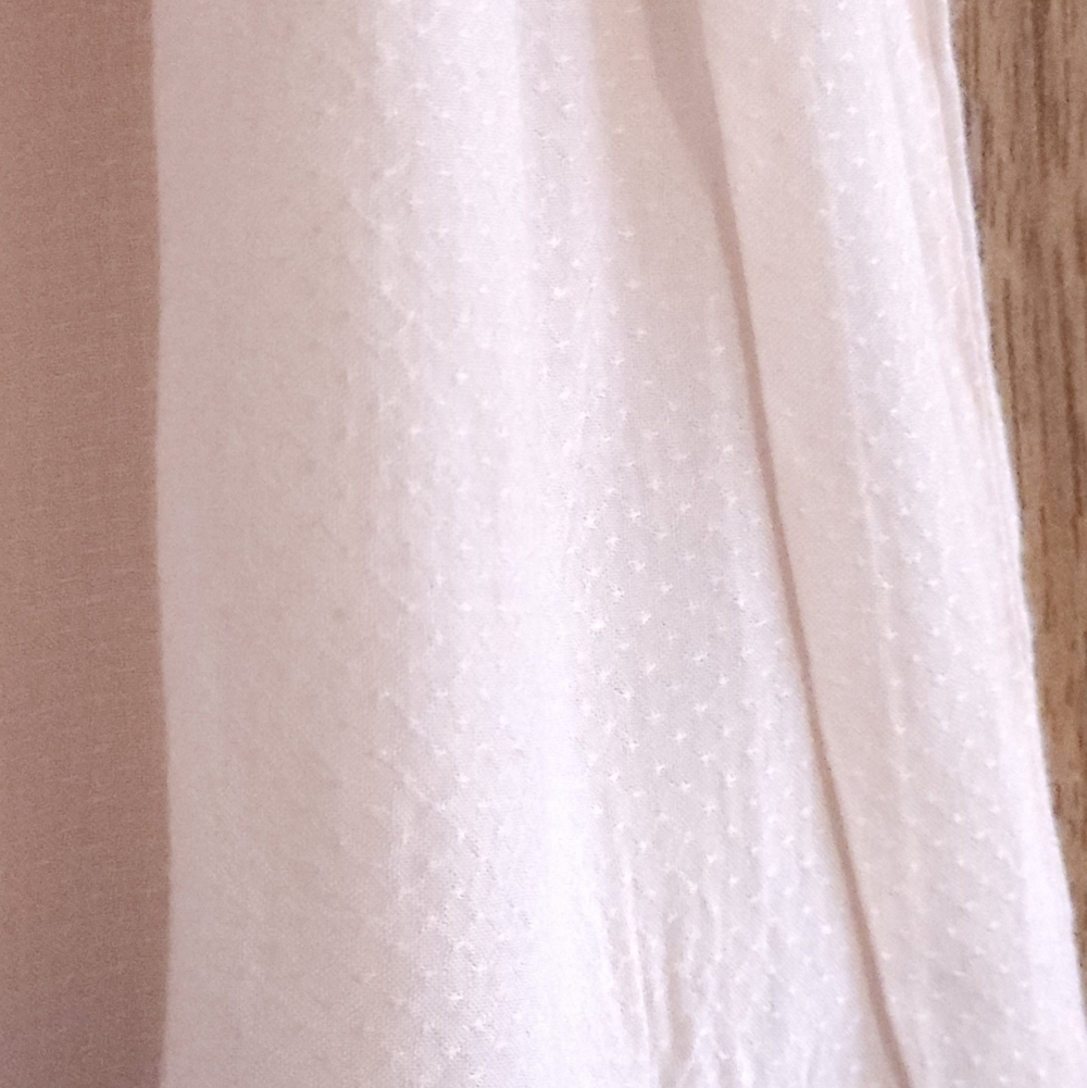 TRISTAN Soft Pink Cotton Top with Navy Stitching Small Boho Embroidery Peplum - Picture 8 of 8